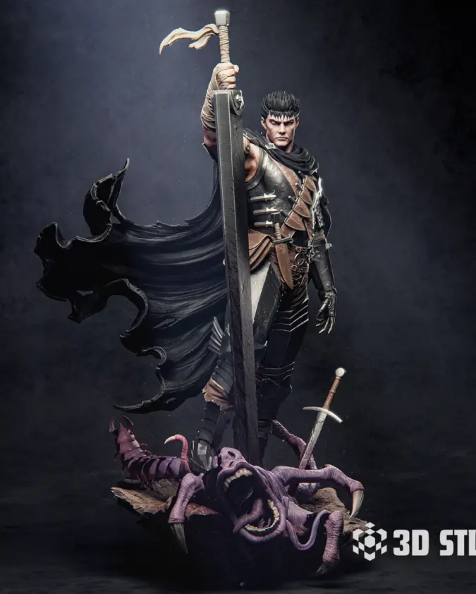 Guts STL File – Berserk Black Swordsman in 1/4, 1/9 & 1/12 Scale
