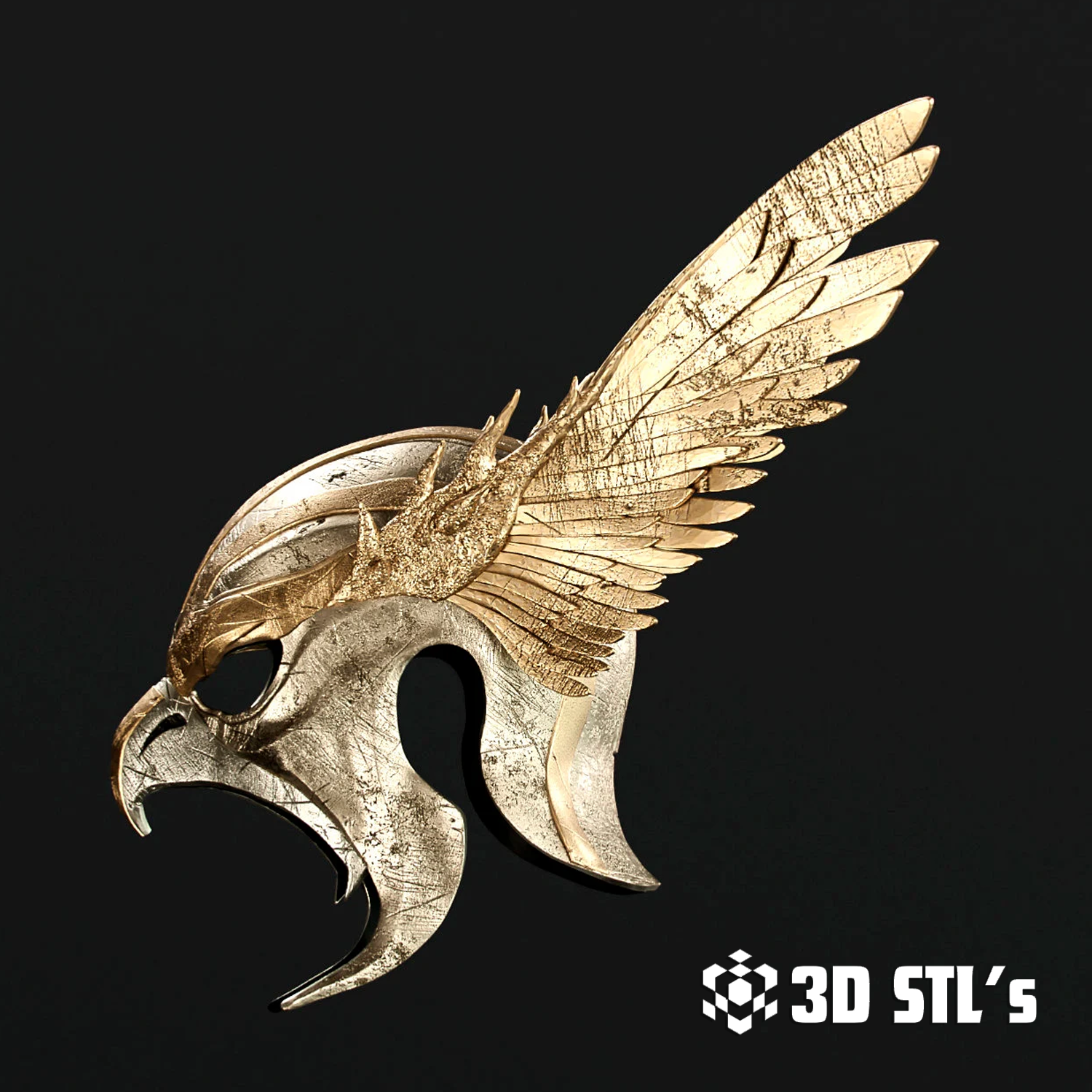 Hawkman Helmet STL – 3D print preview 3