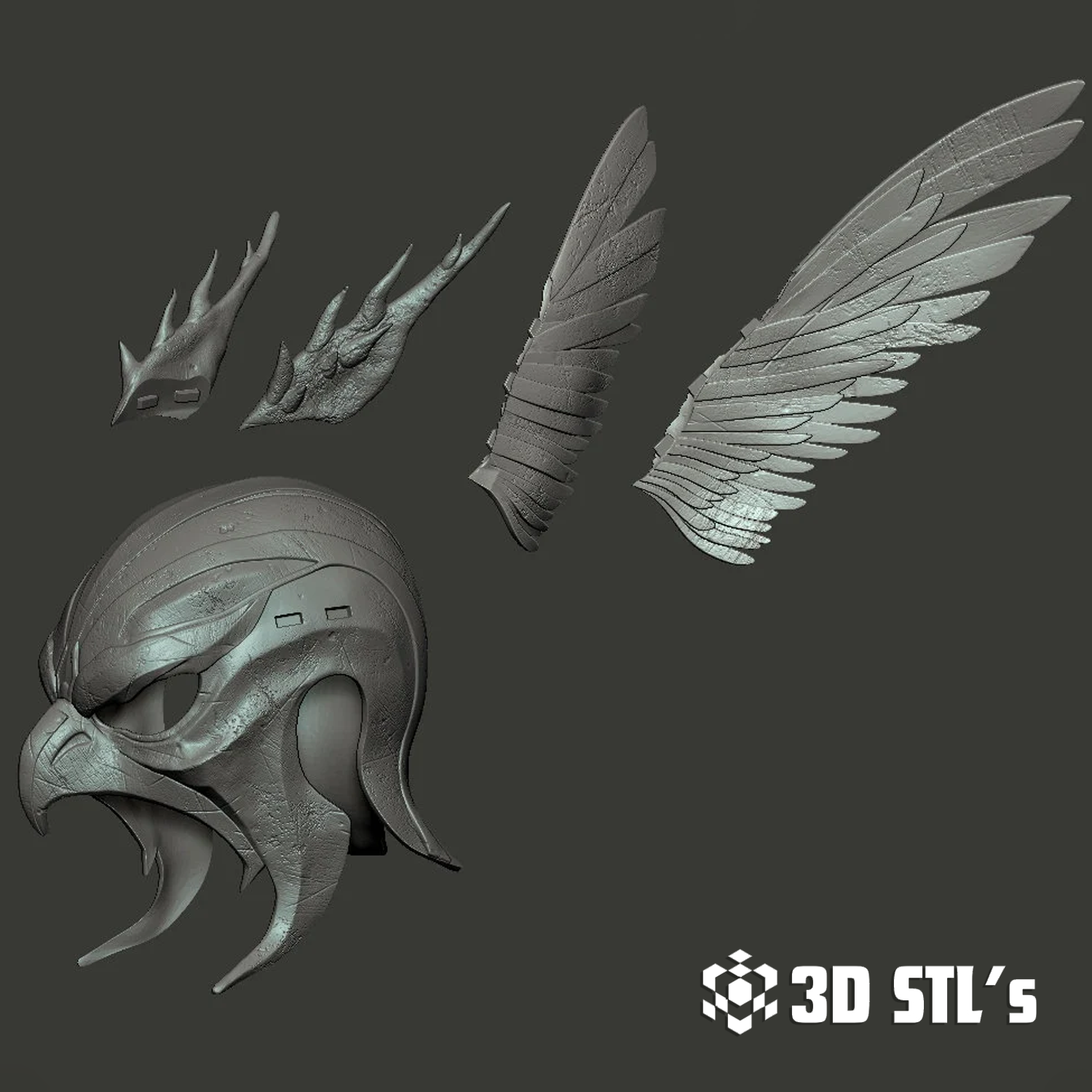 Hawkman Helmet STL – 3D print preview 5