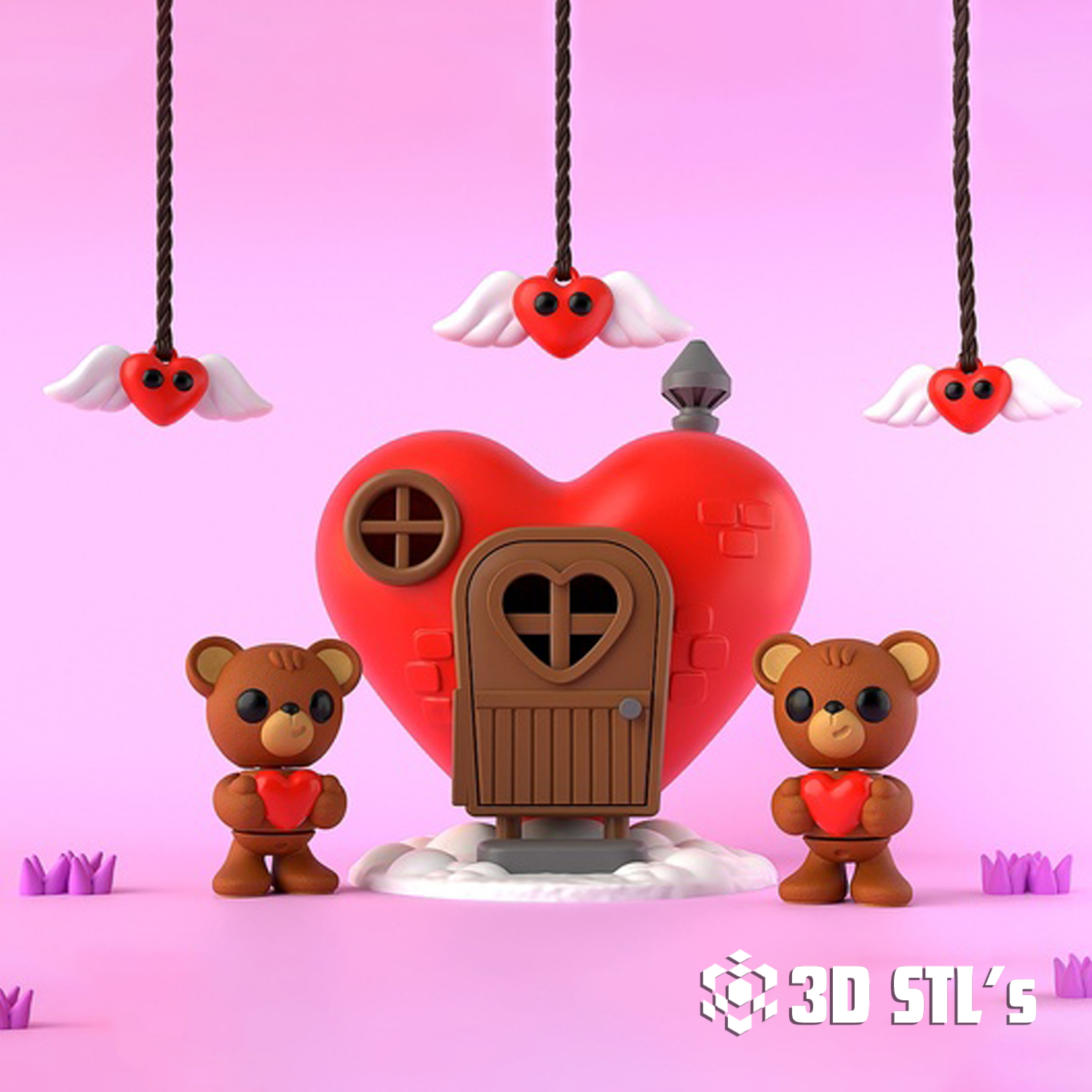 Heart House STL & 3MF – Cute Valentine's Decor 3D Print