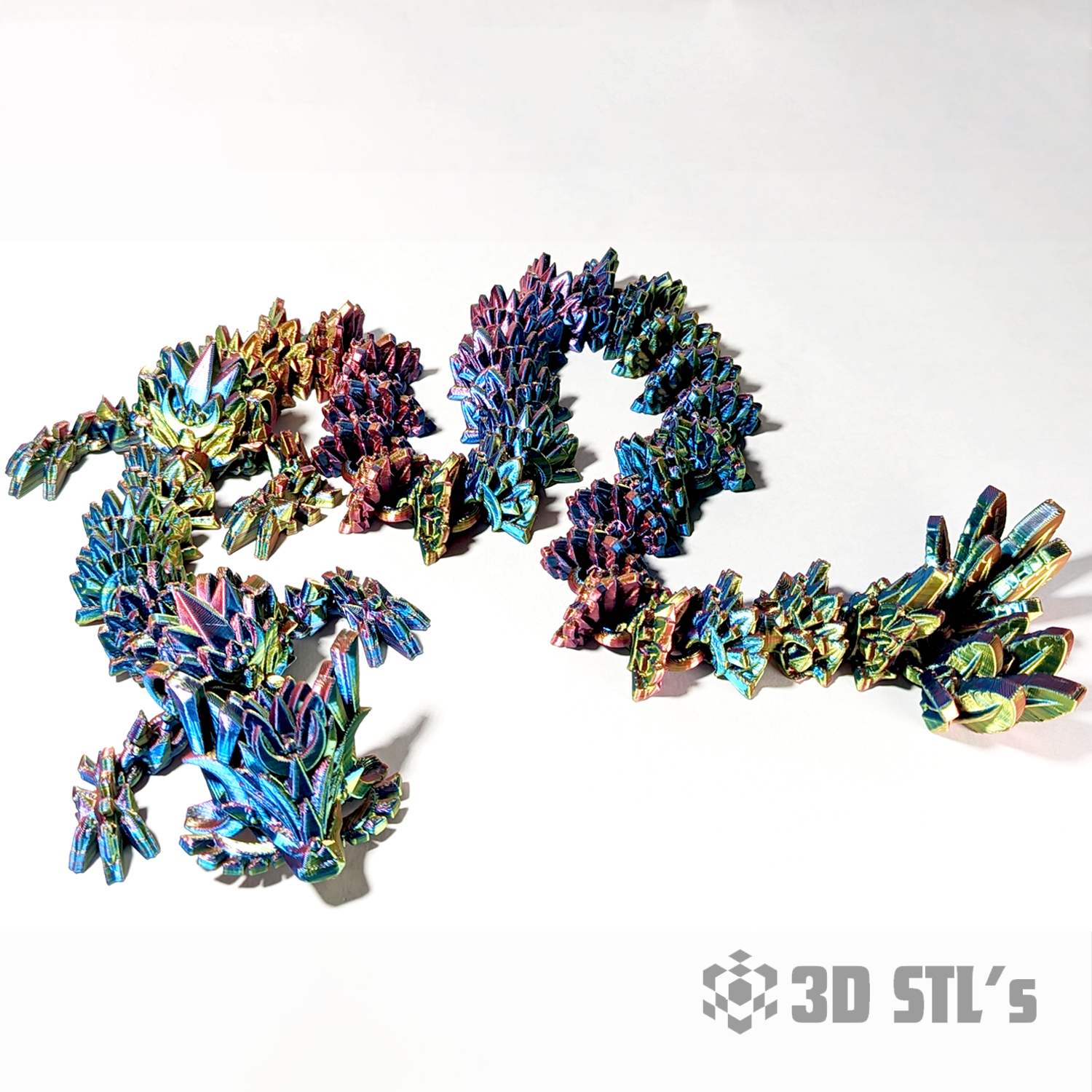 Infinity Dragon Flexi STL & 3MF – Print-in-Place Fidget Dragon