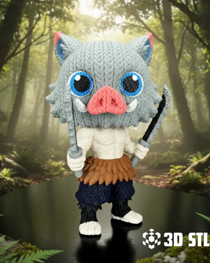 Knitted Inosuke 3MF – Cute Demon Slayer Handmade-Style Print