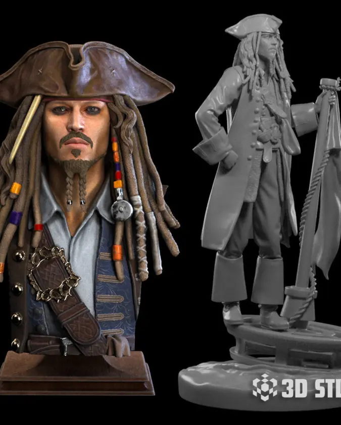Jack Sparrow STL File – Pirates of the Caribbean 3D Print Figure