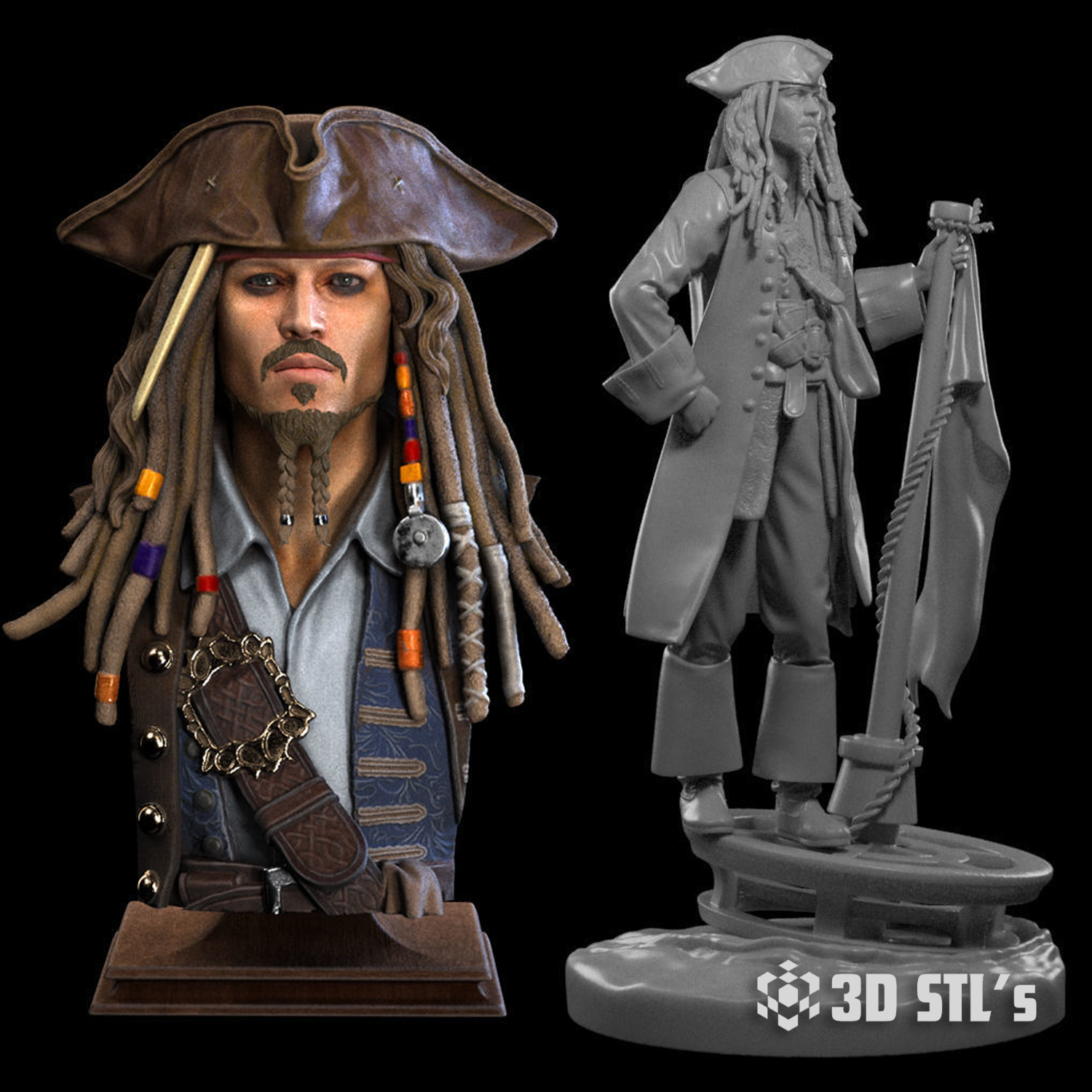 Jack Sparrow STL File – Pirates of the Caribbean 3D Print Figure