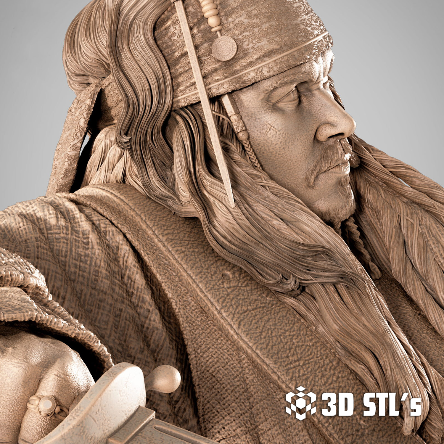 Jack Sparrow 1/6 Scale STL – 3D print preview 4