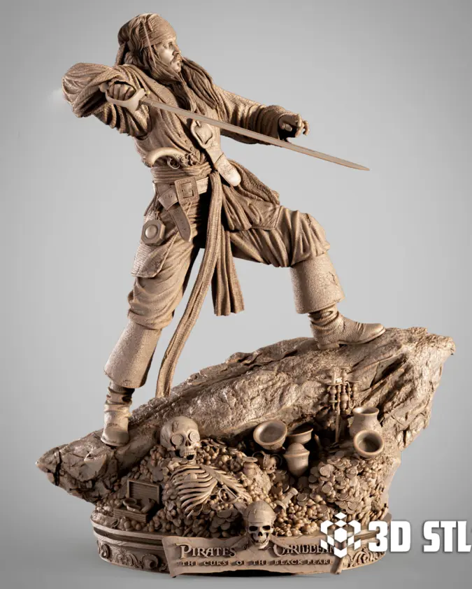 Jack Sparrow 1/6 Scale STL – Pirate Captain 3D Print Figure