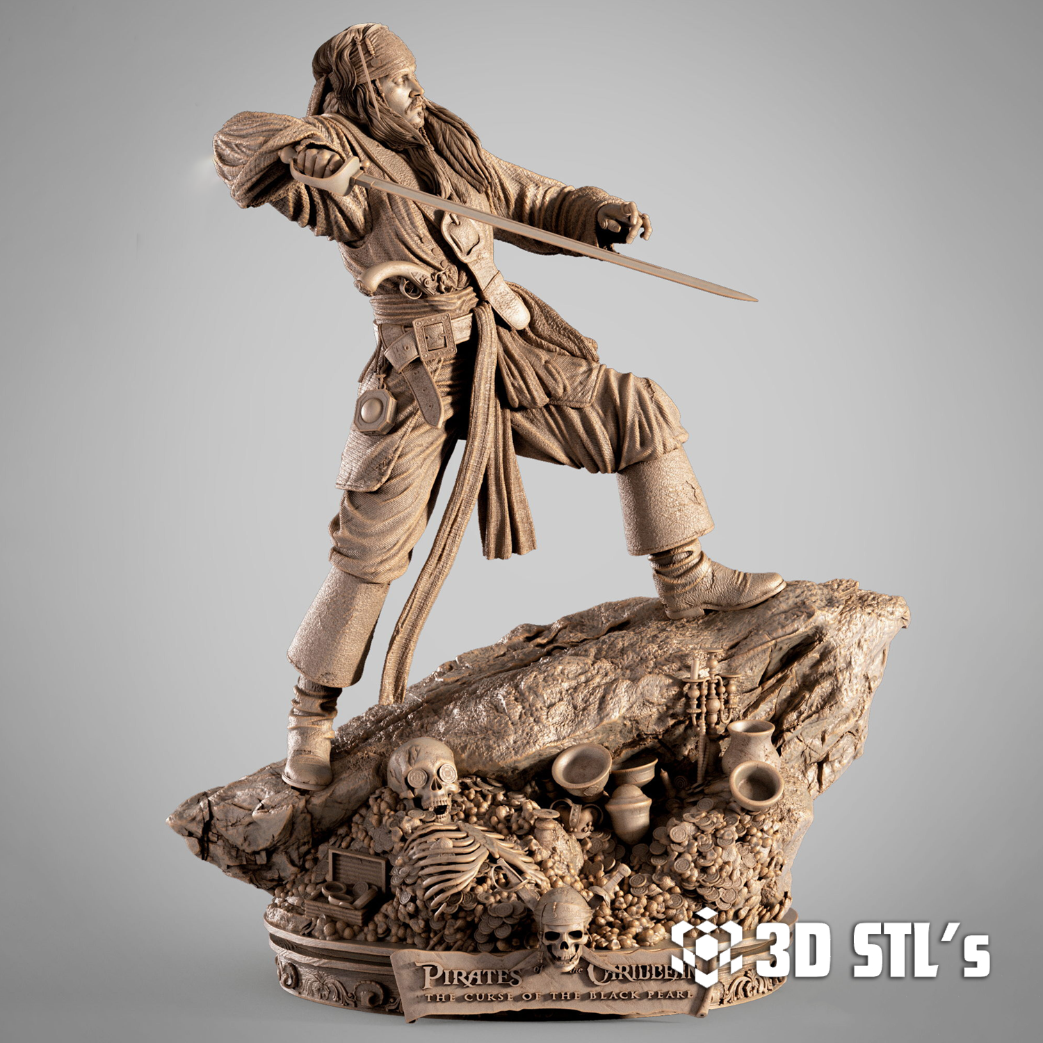 Jack Sparrow 1/6 Scale STL – Pirate Captain 3D Print Figure