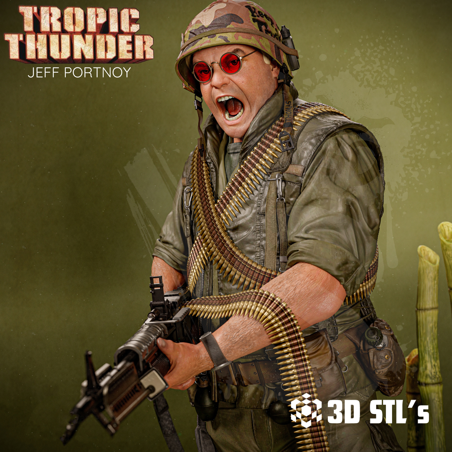 Jeff Portnoy STL – Tropic Thunder 1/6 Scale 3D Print Figure