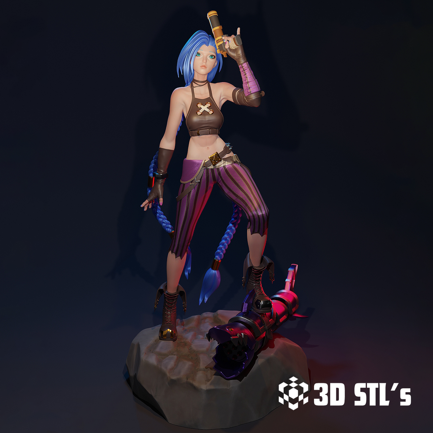 Jinx Figure STL – Playful Pose League of Legends 3D Print