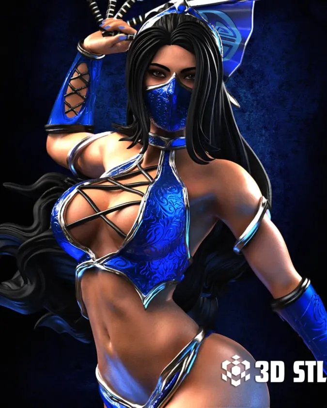 Kitana STL File – Mortal Kombat 3D Print Figure with Fans