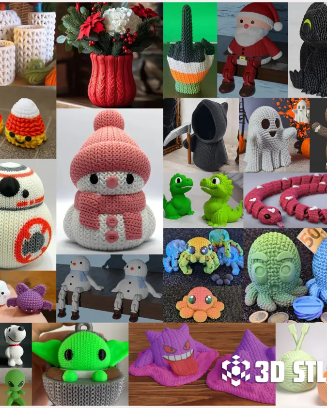 Knitted STL & 3MF Bundle – Cosy Knit-Texture 3D Print Models