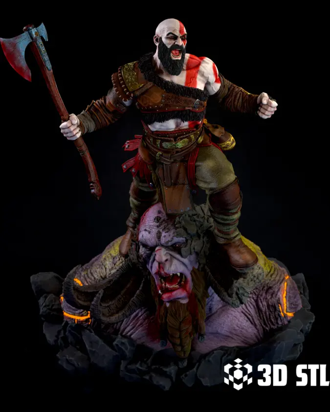 Kratos STL – God of War Leviathan Axe 3D Print Figure