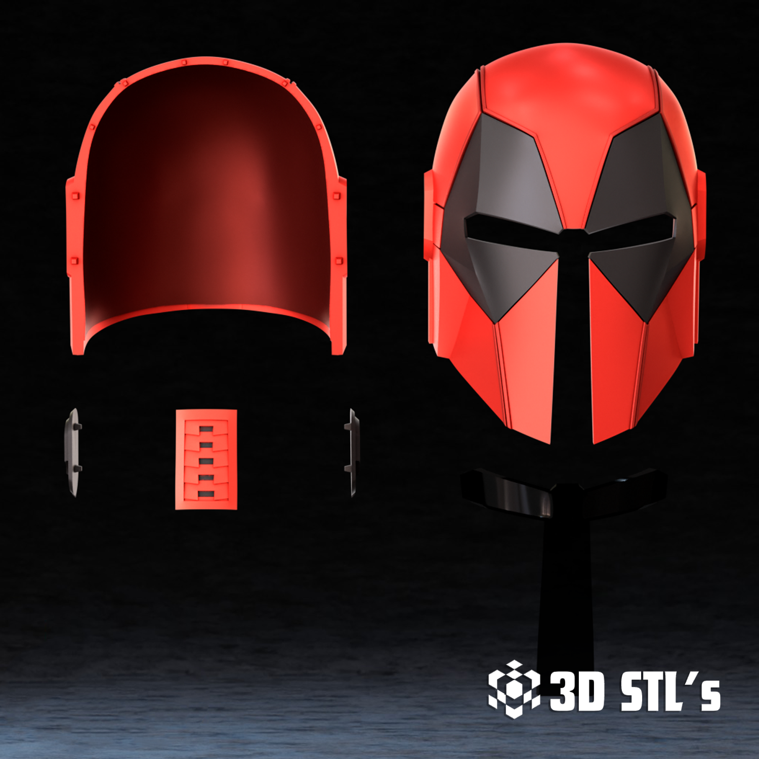 Mandalorian Deadpool Helmet STL – 3D print preview 6