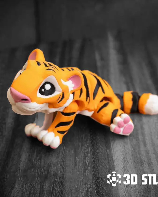 Mini Tiger STL & 3MF – Cute Figure and Keychain 3D Print