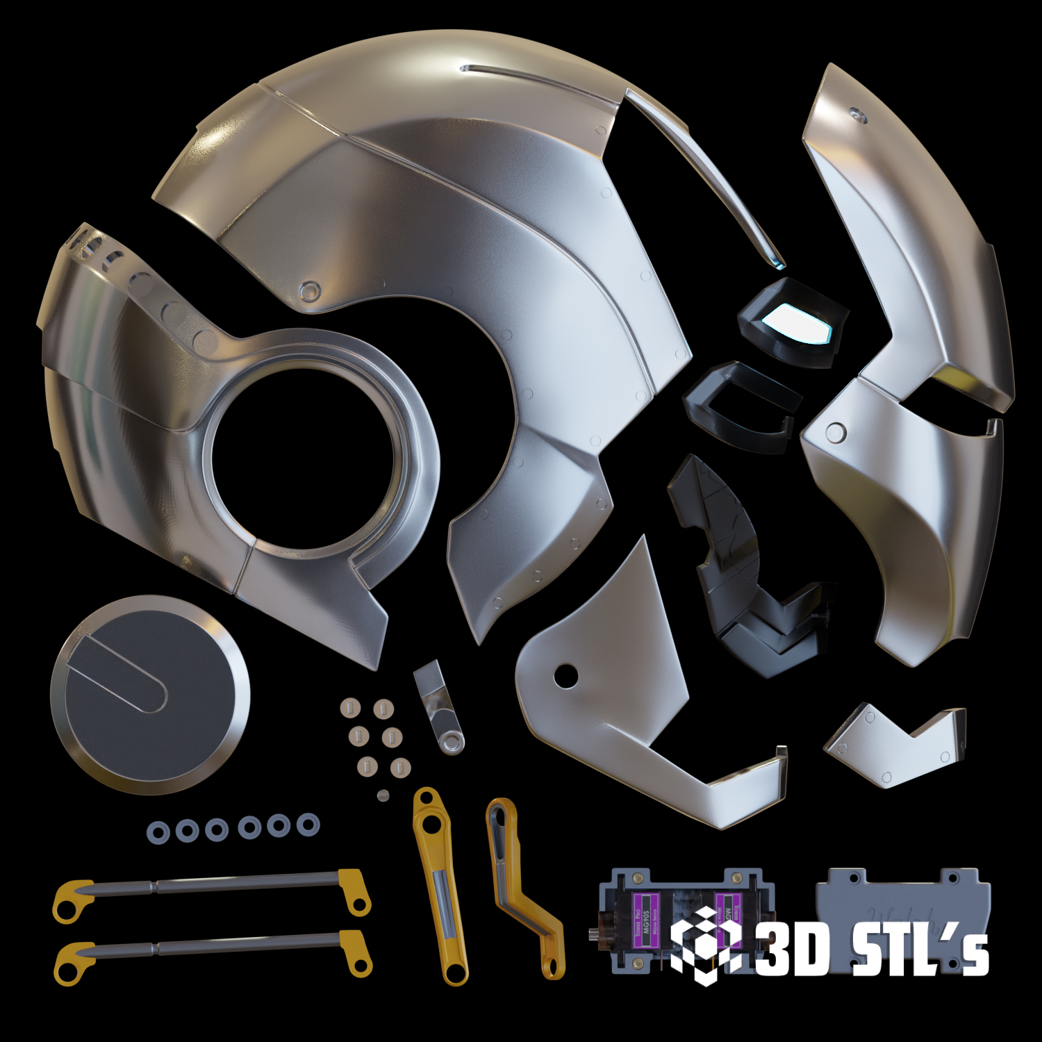 Motorized Iron Man Mark 3 Helmet STL – 3D print preview 8