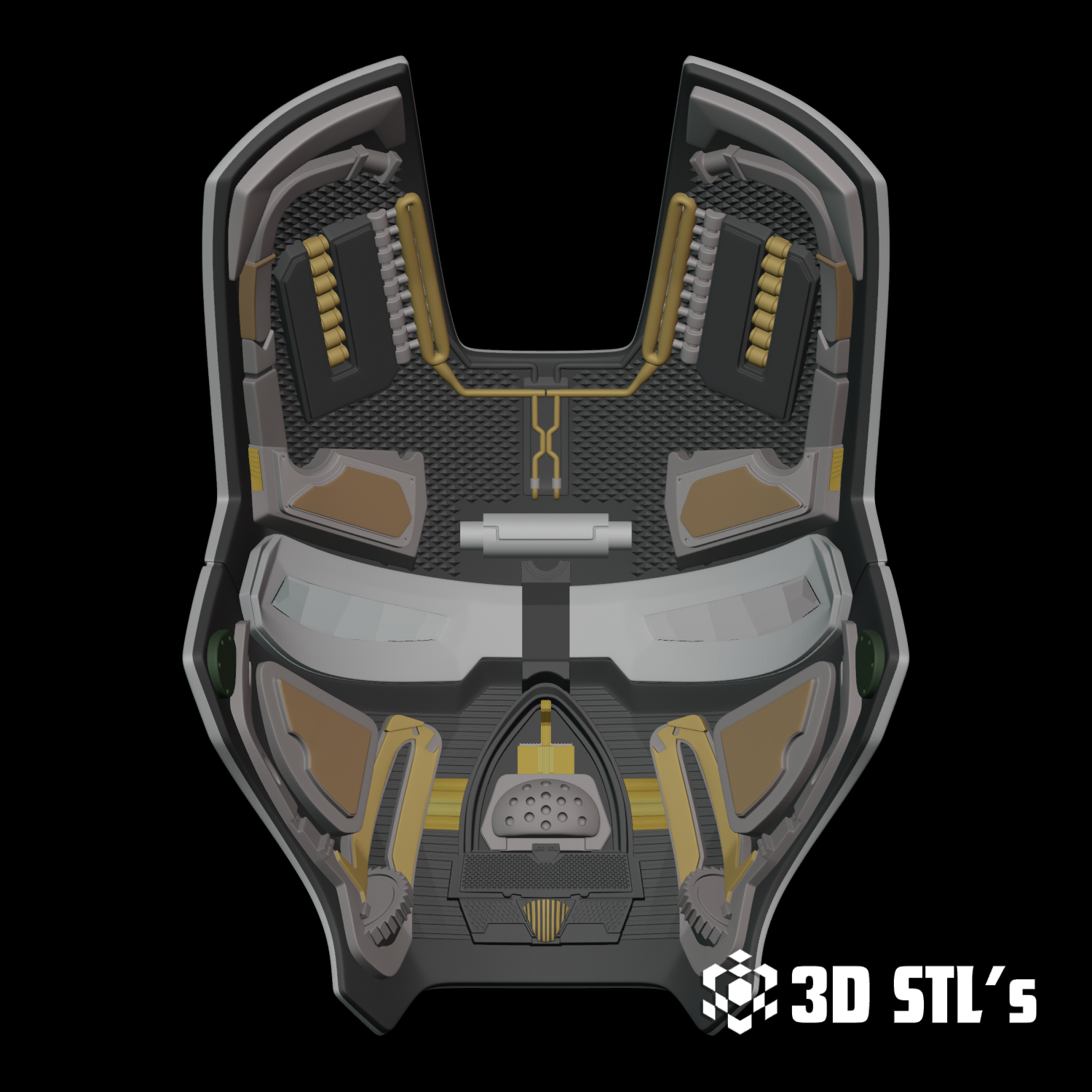 Motorized Iron Man Mark 3 Helmet STL – 3D print preview 9