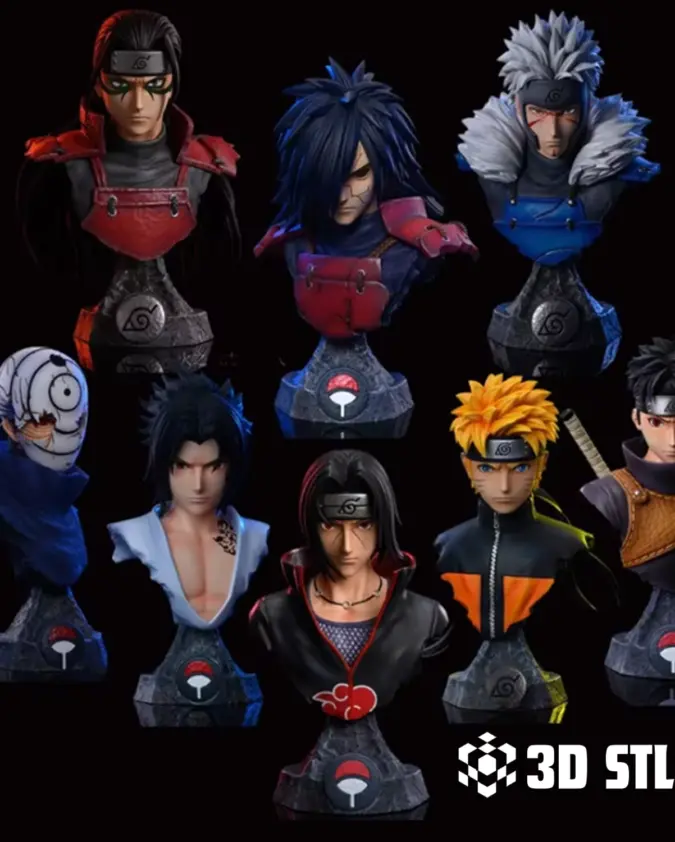 Naruto Bust STL Bundle – 8 Shinobi Busts 3D Print Pack