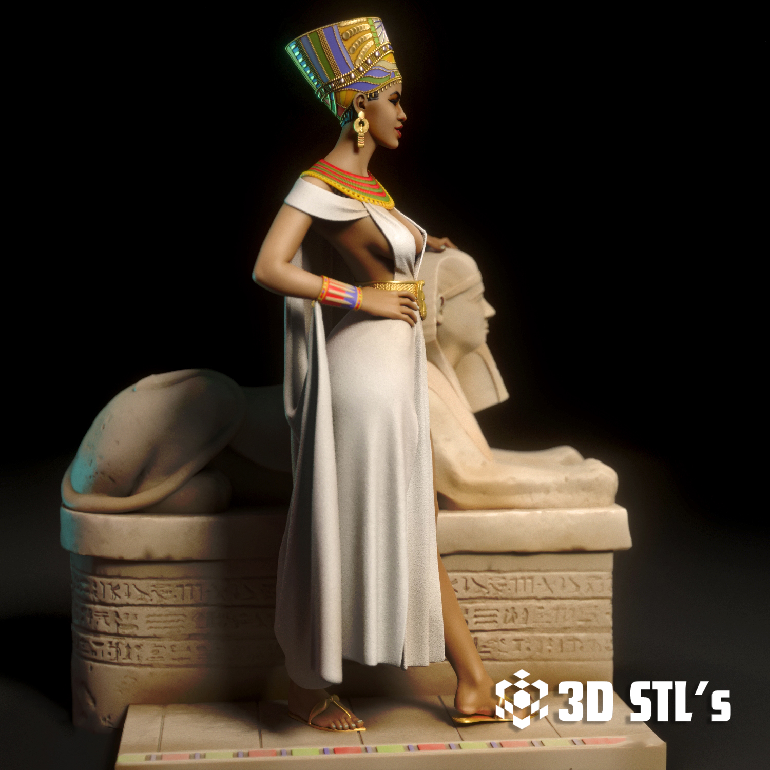 Nefertiti STL – 3D print preview 3
