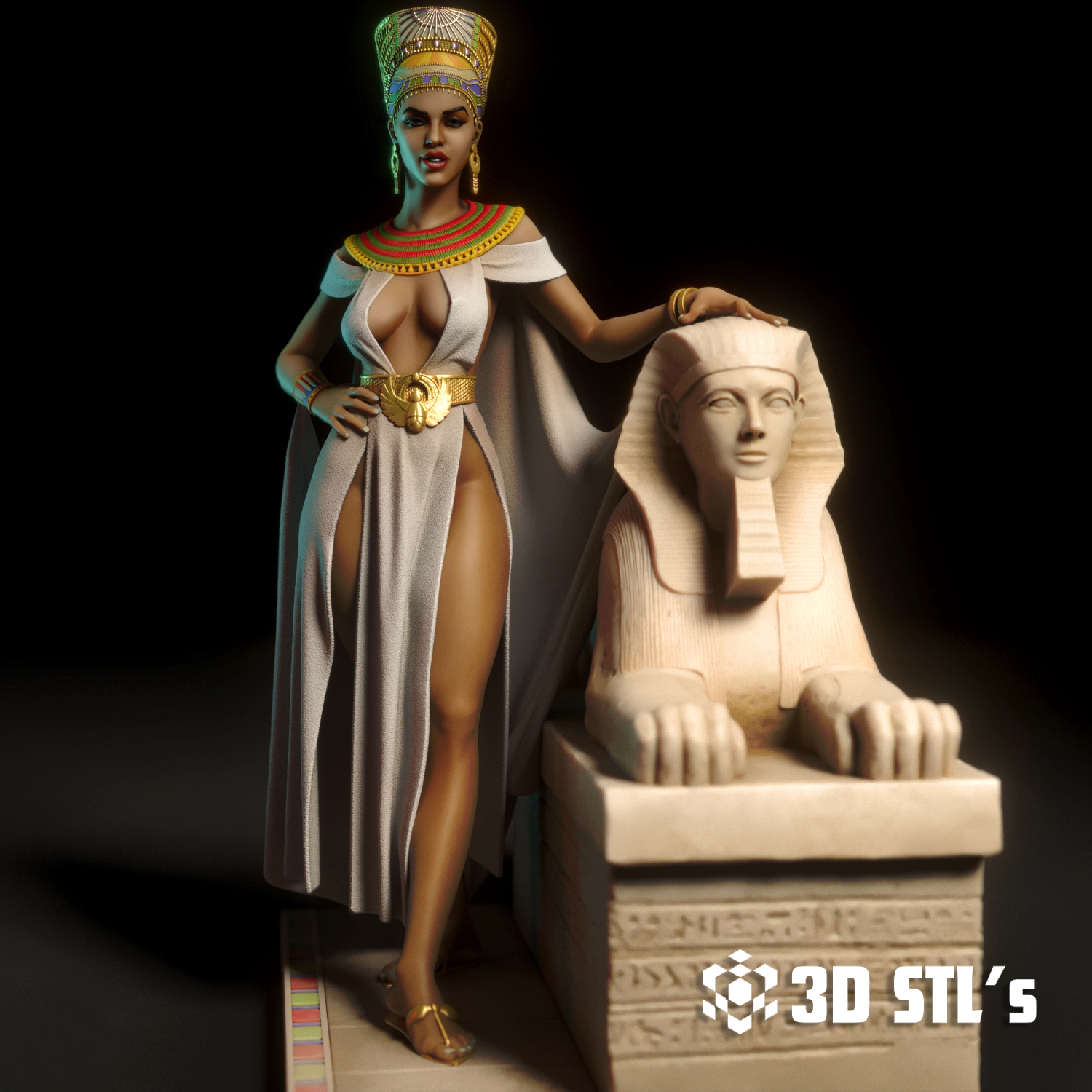 Nefertiti STL – Egyptian Queen Statue 3D Print Model