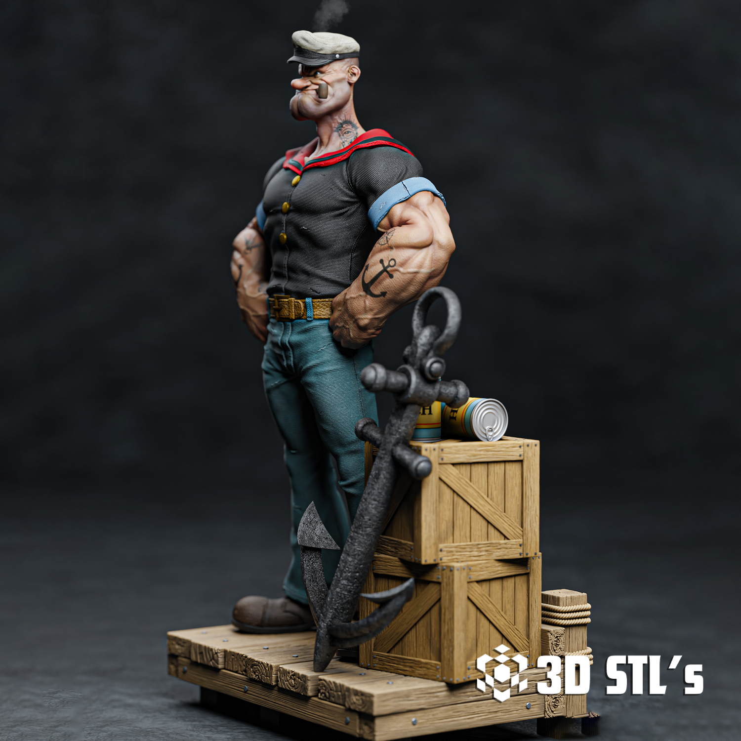 Popeye STL File – 3D print preview 5