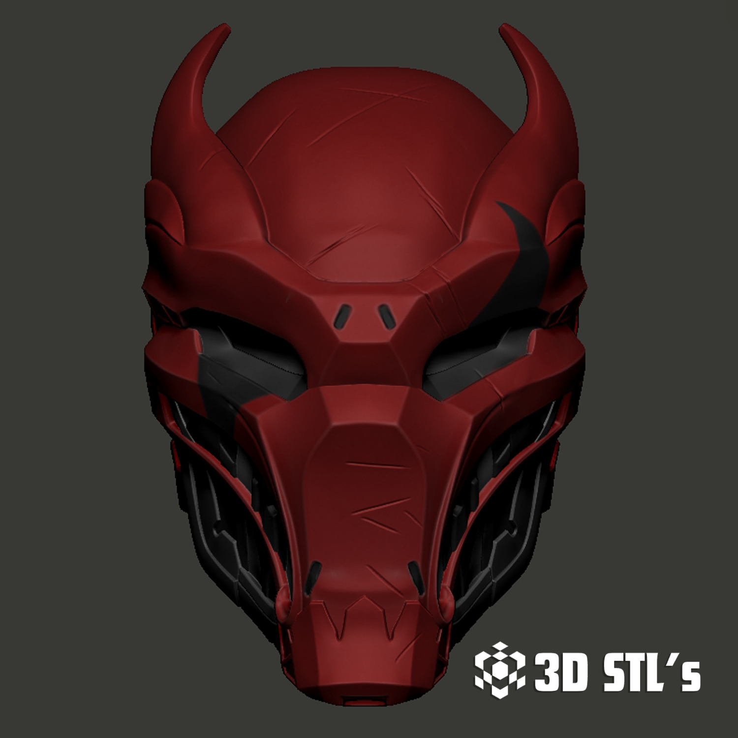 Red Hood Shinobi Helmet STL – Samurai-Style DC Cosplay
