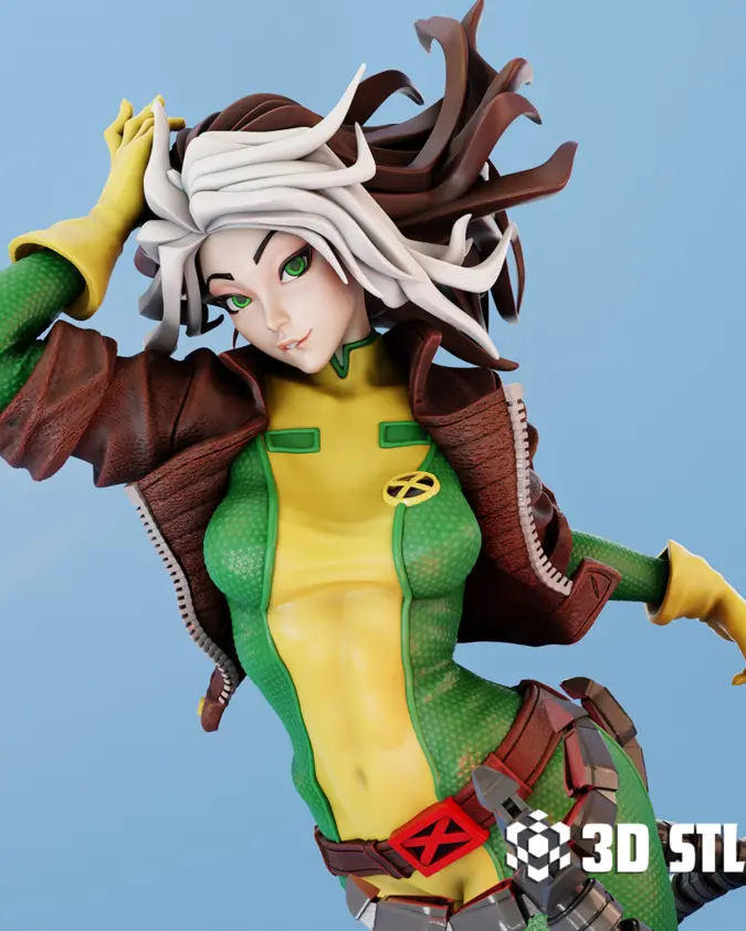 Rogue STL File – Marvel X-Men 3D Print Figure in Leather Jacket