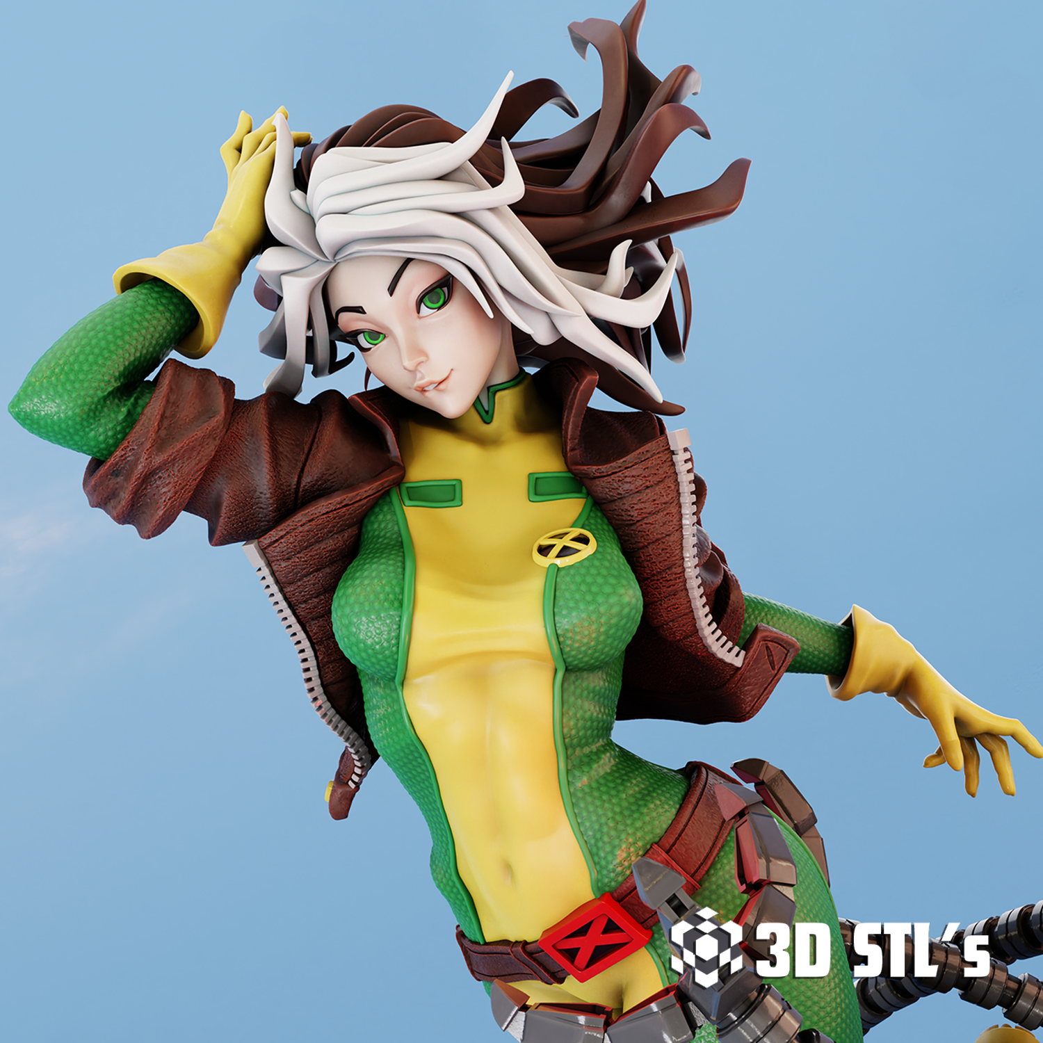 Rogue STL File – Marvel X-Men 3D Print Figure in Leather Jacket