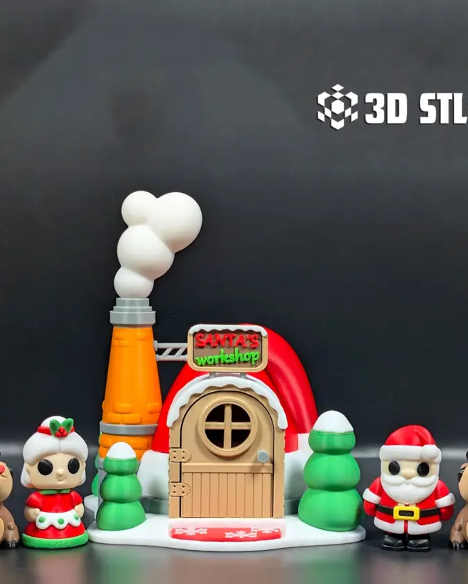 Santa's Workshop STL & 3MF – Christmas Decoration 3D Print