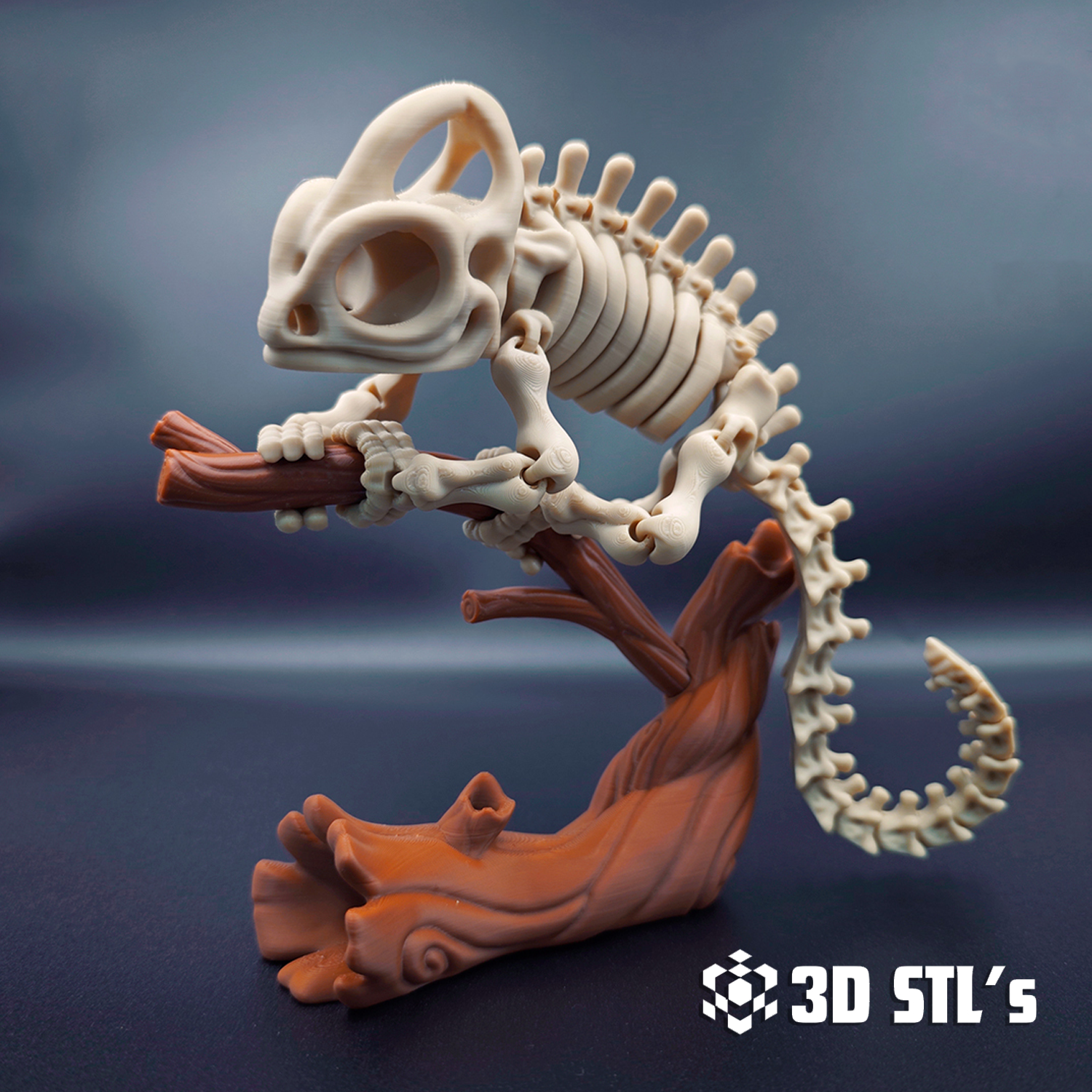 Skeleton Chameleon STL – Dark Art Creature 3D Print