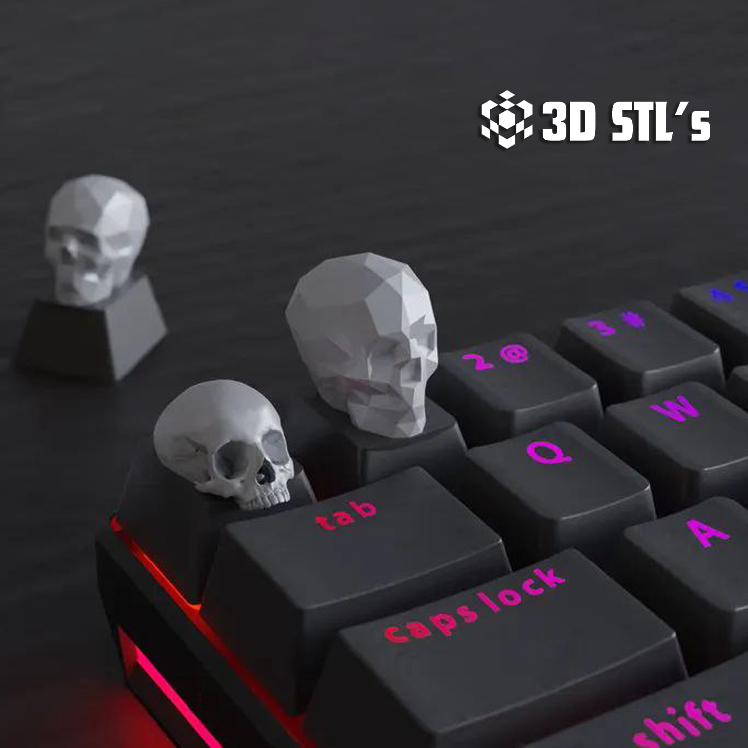 Skull Keycaps STL – 3D print preview 2