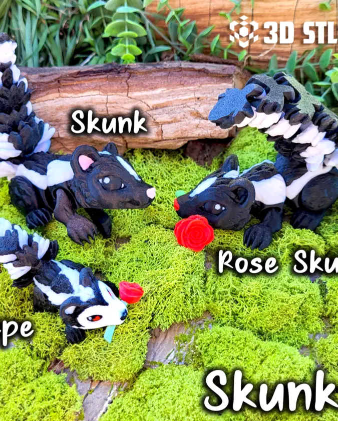 Cute Skunk STL & 3MF – Woodland Animals 3D Print