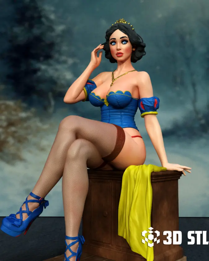 Snow White on Chair STL – Fairy Tale Princess 3D Print Figure