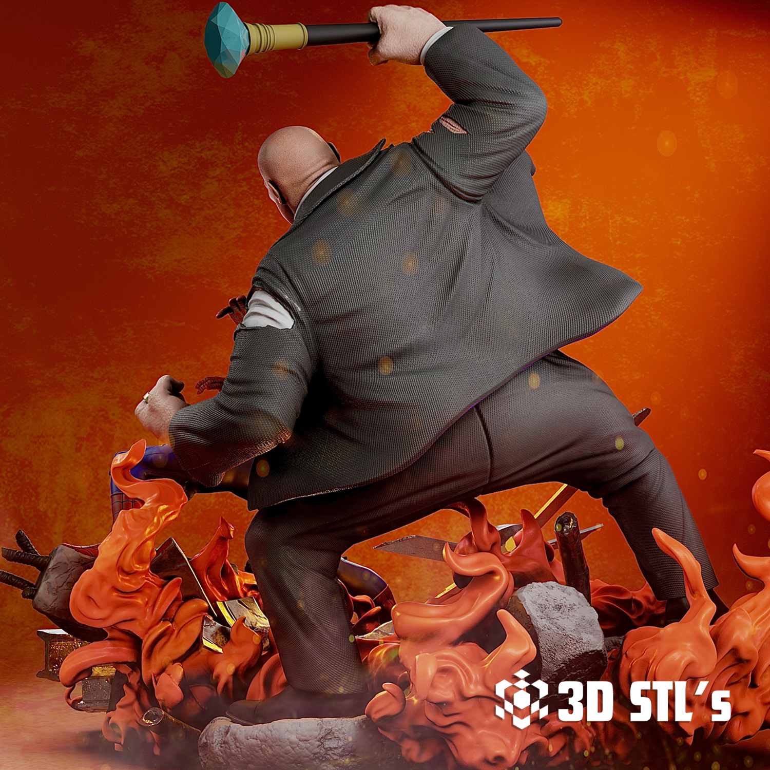 Spider-Man vs Kingpin STL Diorama – 3D print preview 4