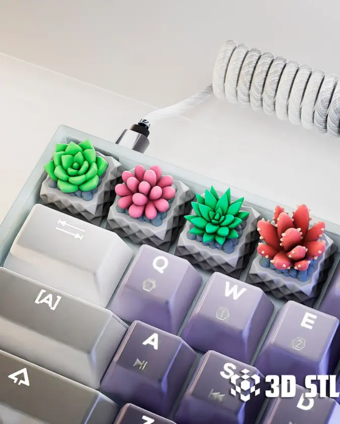 Succulent Keycaps STL – Plant Mechanical Keyboard Caps