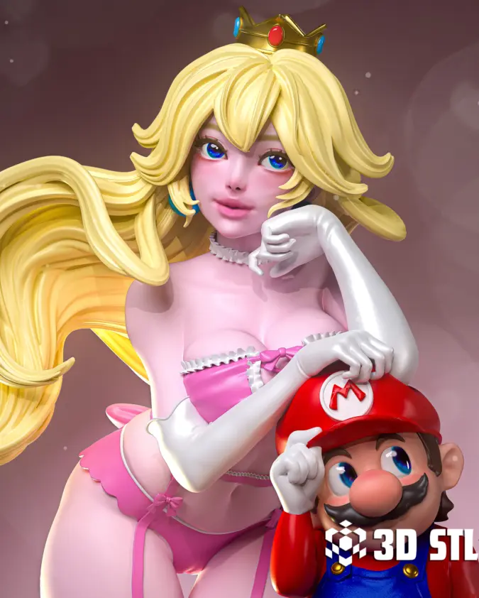 Princess Peach STL File – Super Mario 3D Print Figure