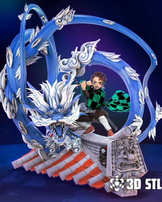 Tanjiro Kamado Figure STL – Checkered Haori Kimetsu no Yaiba