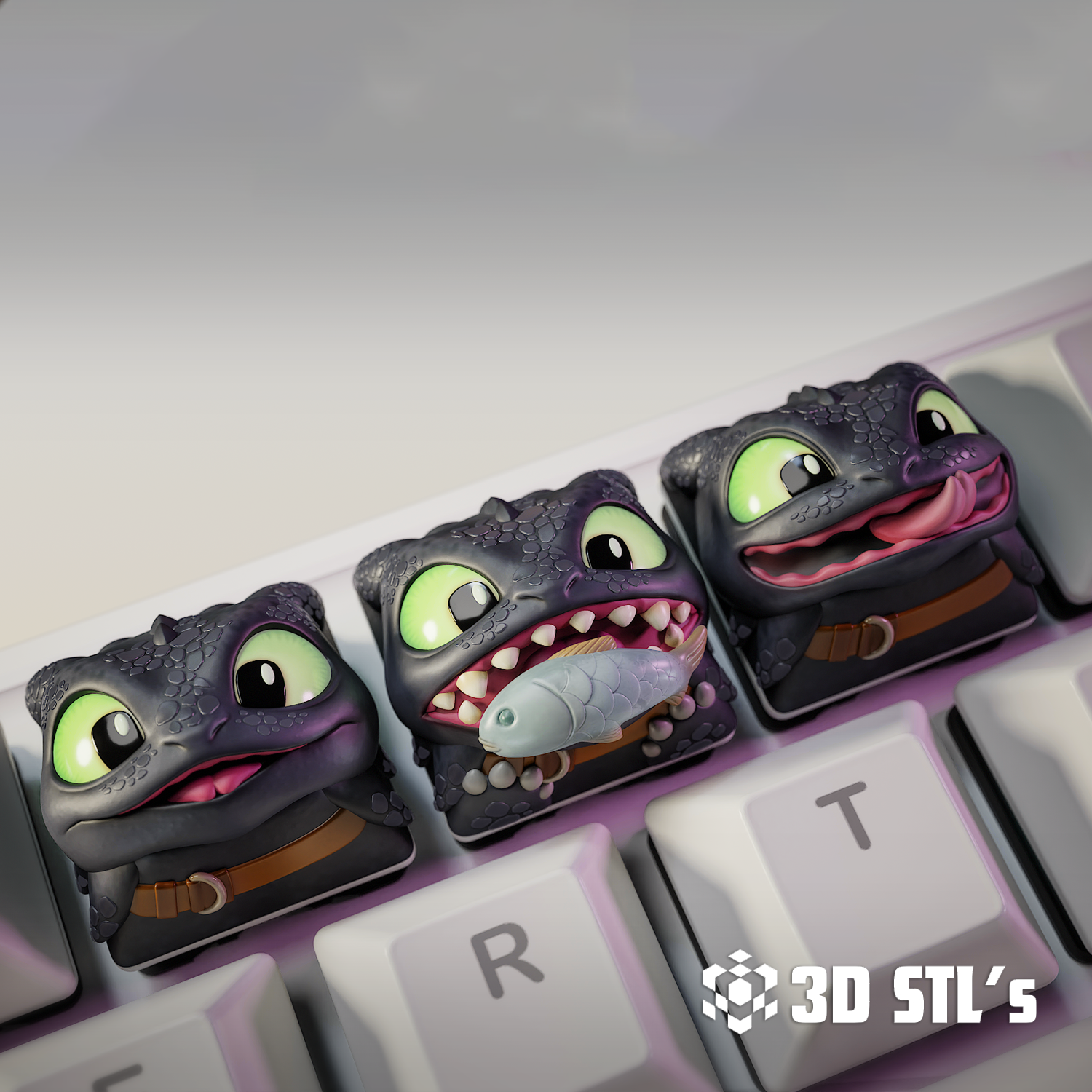 Toothless Keycaps STL – 3D print preview 2