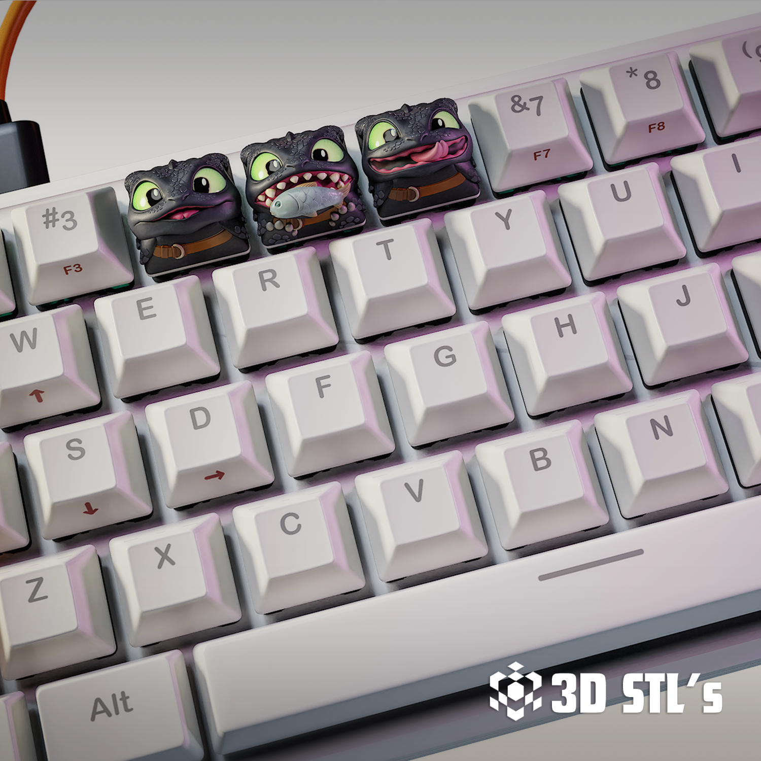 Toothless Keycaps STL – 3D print preview 3