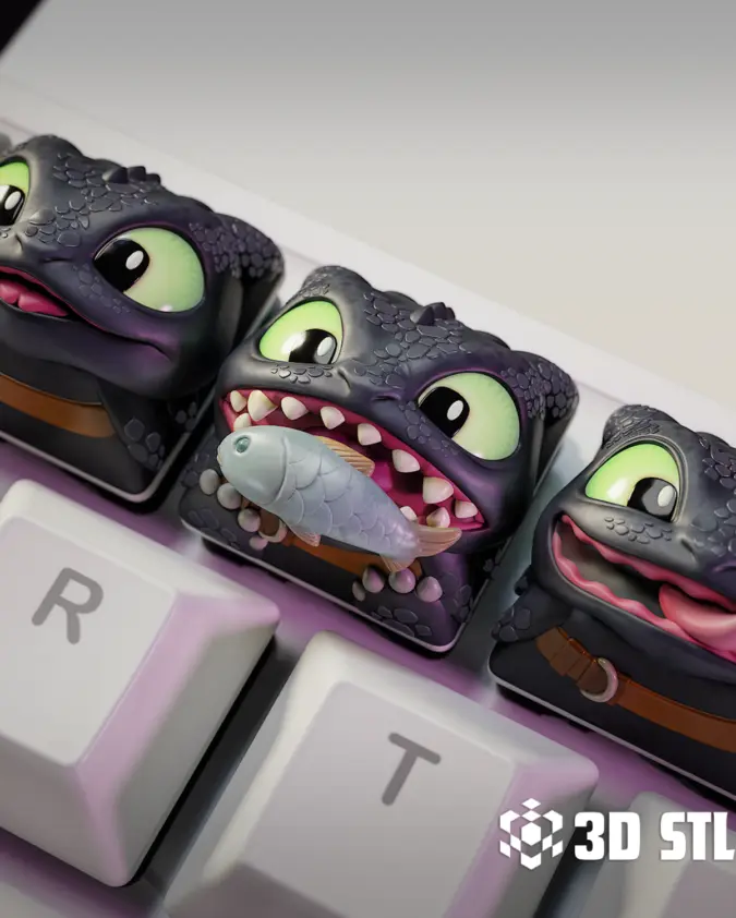 Toothless Keycaps STL – How to Train Your Dragon Keyboard Caps