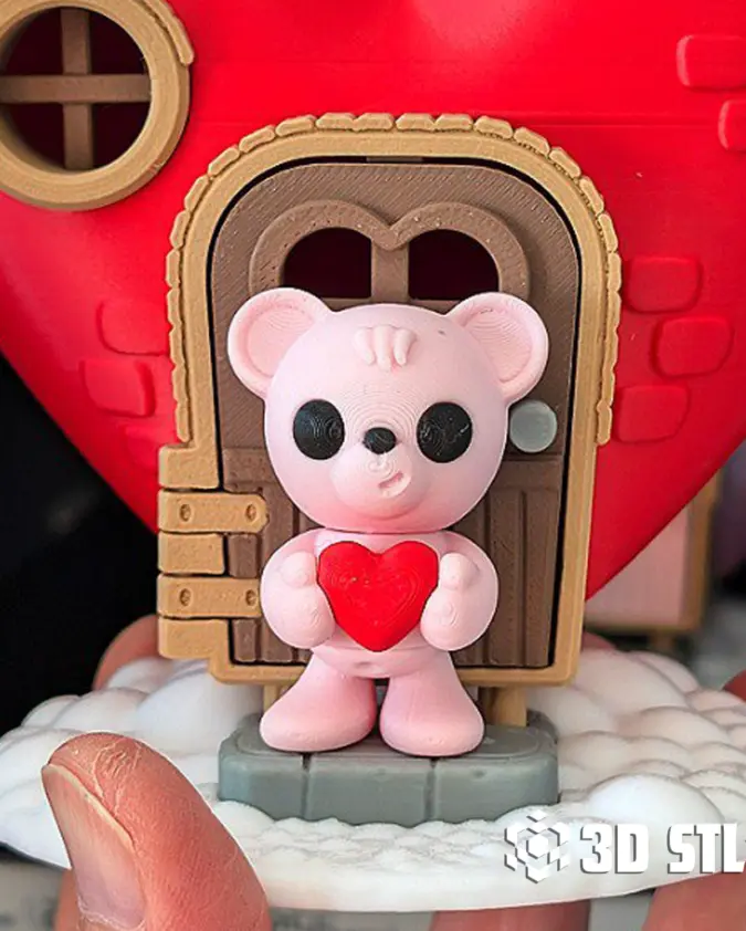 Valentine Teddy Bear STL & 3MF – Cute Gift 3D Print