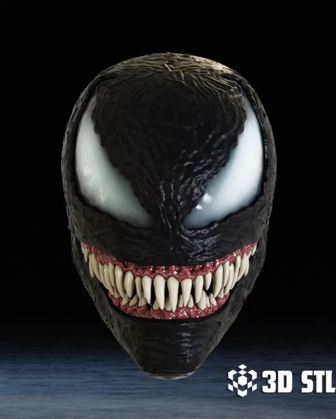 Venom Mask STL – Wearable Symbiote Cosplay Mask with Tongue