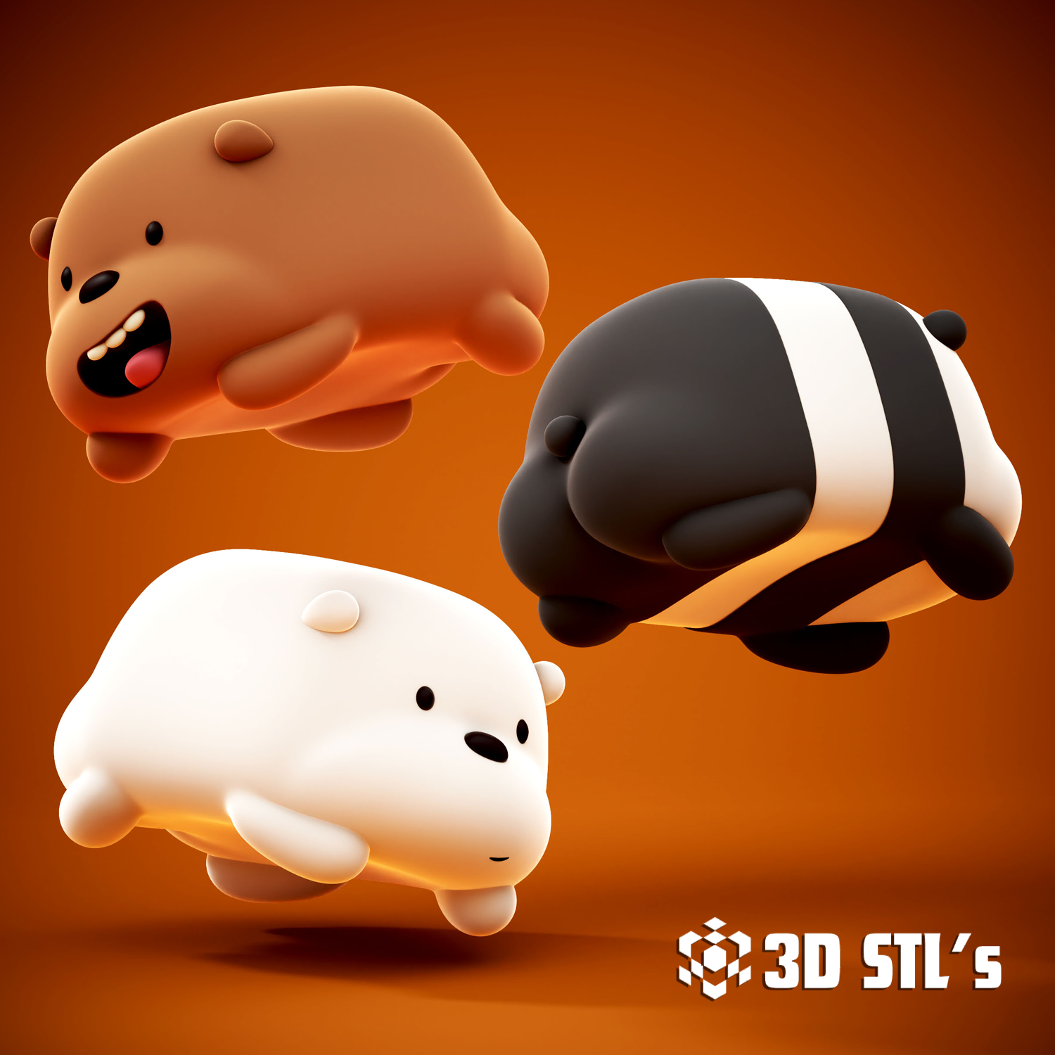 We Bare Bears STL – 3D print preview 3