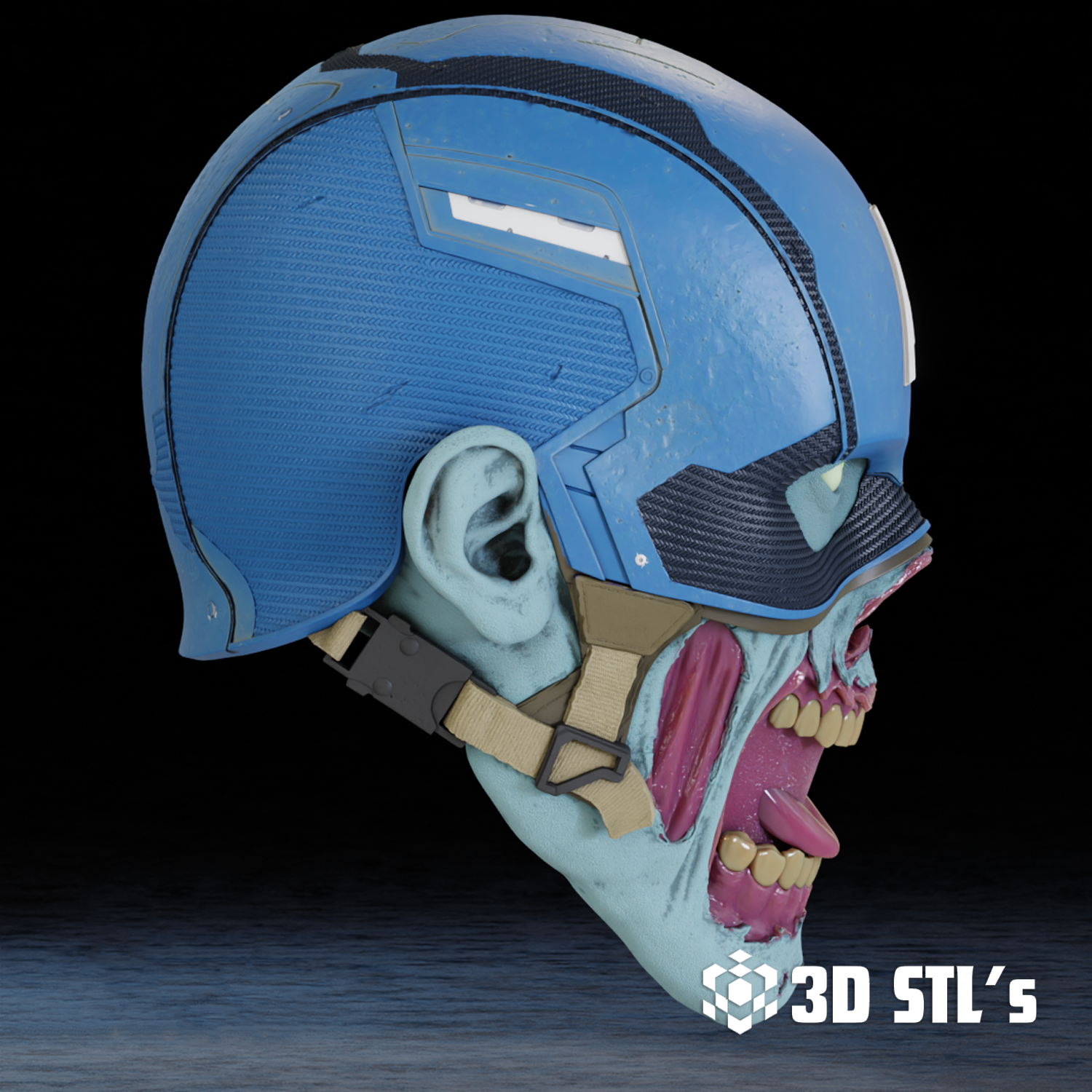 Zombie Captain America Helmet STL & 3MF – 3D print preview 2