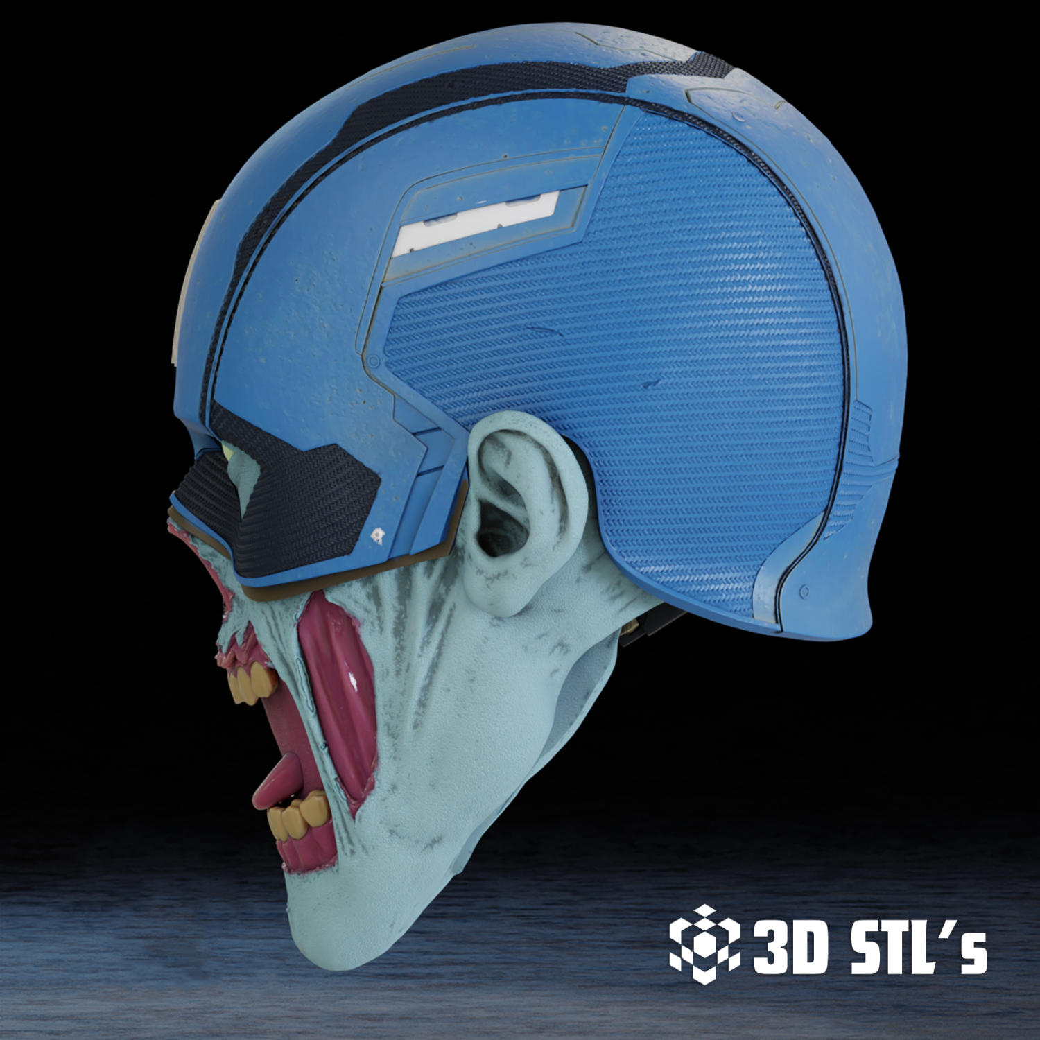 Zombie Captain America Helmet STL & 3MF – 3D print preview 5