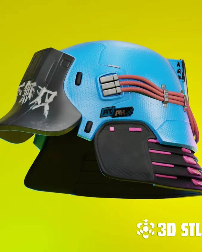 Cyberpunk Kabuto Helmet STL – Samurai Sci-Fi Cosplay