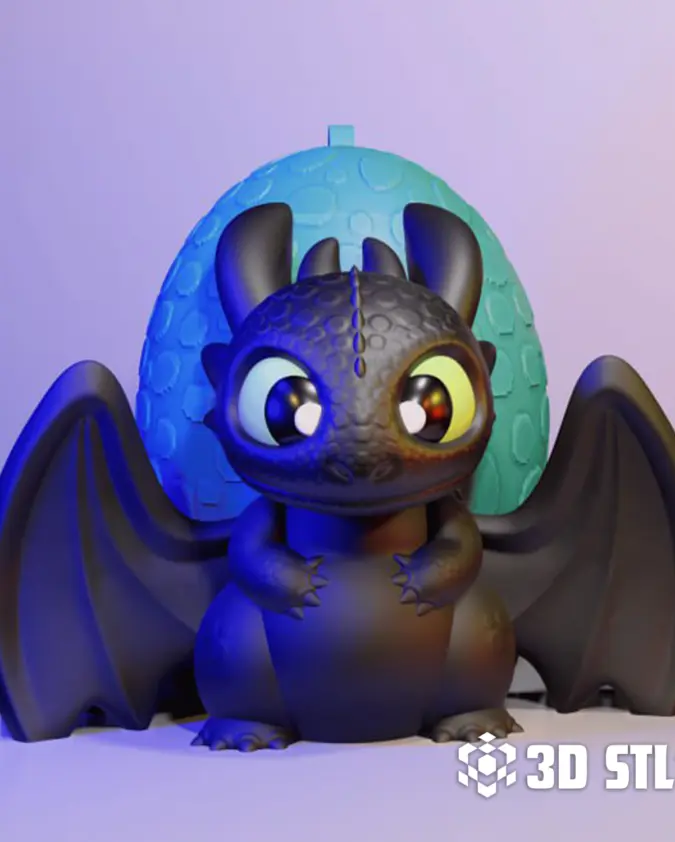 Toothless STL & 3MF – How to Train Your Dragon Night Fury